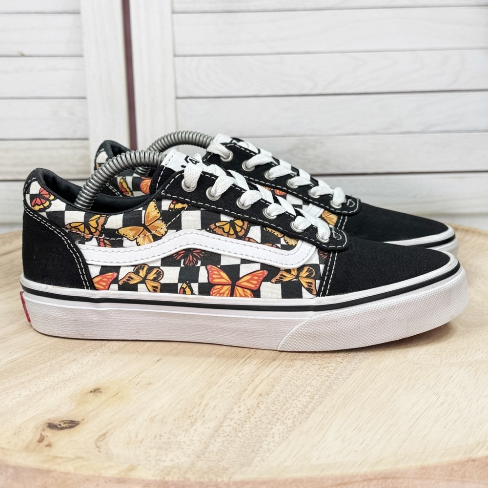 Vans Ward Checkerboard Butterfly Canvas Low Top Lace Up Sneakers Big‎ Kids 3